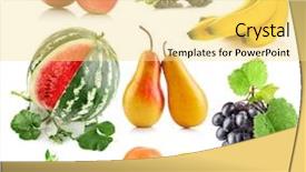  Presentation with apricot - PPT theme enhanced with set fresh fruits with green background and a yellow colored foreground