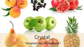  Presentation with fruits - Presentation theme enhanced with set fresh fruits with leaf background and a yellow colored foreground