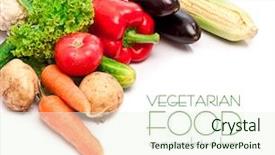  Presentation with green leaf - PPT layouts with set fresh vegetables with green background and a sky blue colored foreground