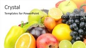  Presentation with fruit and vegetable waste - PPT theme enhanced with set fruit and vegetables isolated background and a white colored foreground