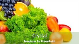  Presentation with fruit - Theme featuring set fruit and vegetables isolated background and a tawny brown colored foreground