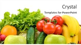  Presentation with fruits and vegetables - Theme enhanced with set fruits and vegetables isolated background and a soft green colored foreground