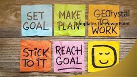  Presentation with goal - Presentation theme enhanced with set goal make plan work background and a gold colored foreground