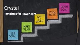  Presentation with goal - Theme having four serious business people sitting at the desk while listening to explanations background and a light gray colored foreground