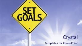  Presentation with set goals - Slides having set goals road sign with sun background background and a sky blue colored foreground