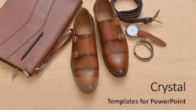  Presentation with fashion accessories - Presentation design enhanced with men's accessories top view background and a coral colored foreground