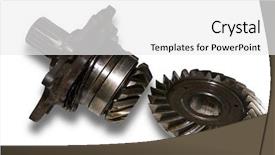  Presentation with automobile factory - Slides consisting of set metal gears the automobile background and a white colored foreground