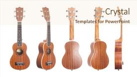  Presentation with classical - Audience pleasing theme consisting of set of 5 ukulele guitars backdrop and a lemonade colored foreground