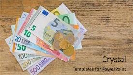  Presentation with european currency - Slide deck having set of 500 200 100 background and a coral colored foreground
