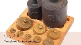  Presentation with balance scale - Cool new PPT theme with set of a vintage weights for a old balance scale backdrop and a gold colored foreground