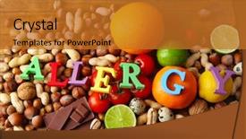  Presentation with food - PPT layouts having set of allergic food background and a gold colored foreground