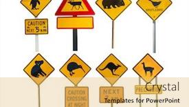  Presentation with road signs - PPT theme having set-of-animal-road-warning background and a yellow colored foreground