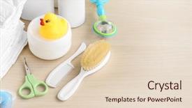  Presentation with hygiene - Audience pleasing theme consisting of set of baby accessories backdrop and a lemonade colored foreground
