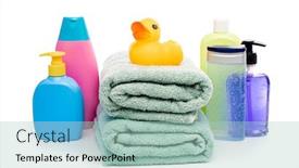  Presentation with accessories - Colorful slide set enhanced with set-of-baby-bathing-accessories backdrop and a mint green colored foreground