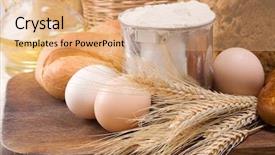  Presentation with bakery - PPT theme featuring set of bakery products background and a coral colored foreground