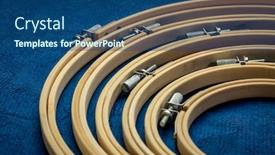  Presentation with embroidery craft - Presentation featuring set-of-bamboo-embroidery-hoops background and a ocean colored foreground