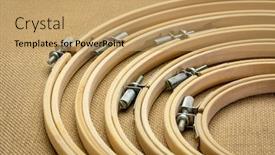  Presentation with embroidery craft - Beautiful presentation design featuring set-of-bamboo-embroidery-hoops backdrop and a coral colored foreground