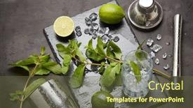  Presentation with cocktail bar - Cool new slide set with set of bar tools cocktail shaker muddler and glass with ice lime and mint on dark stone table top view bartender's tool mojito cocktail making backdrop and a tawny brown colored foreground