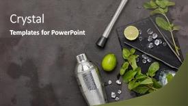  Presentation with bartender - Amazing presentation having recipe - set of bar tools cocktail backdrop and a dark gray colored foreground