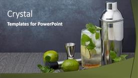  Presentation with cocktail bar - Slides having set-of-bar-tools-cocktail background and a gray colored foreground