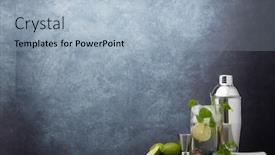  Presentation with bartender - Audience pleasing theme consisting of set-of-bar-tools-cocktail backdrop and a light blue colored foreground