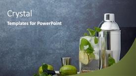  Presentation with bartender - Cool new slides with set-of-bar-tools-cocktail backdrop and a seafoam green colored foreground