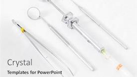  Presentation with basic - Beautiful PPT theme featuring set-of-basic-dentist-tools backdrop and a white colored foreground