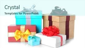  Presentation with an open gift box - Slide deck featuring set of beautiful gift boxes background and a cool aqua colored foreground