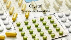  Presentation with medicament - Beautiful theme featuring set-of-blisters-with-pills backdrop and a soft green colored foreground