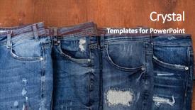  Presentation with jeans blue denim texture - PPT theme with set of blue denim jean background and a red colored foreground