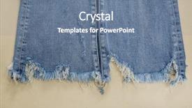  Presentation with jeans blue denim texture - Audience pleasing slide deck consisting of set of blue leg jeans backdrop and a ocean colored foreground