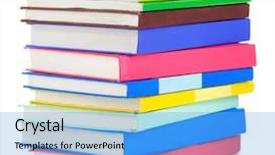  Presentation with books - PPT theme featuring set of books isolated background and a light blue colored foreground