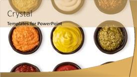  Presentation with sauce - Colorful slide set enhanced with set-of-bowl-with-sauce backdrop and a yellow colored foreground