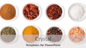  Presentation with bowl - Slide set with set-of-bowl-with-spices background and a light gray colored foreground