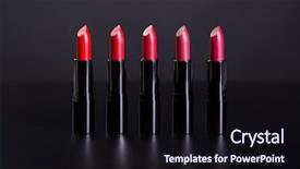  Presentation with lipstick - Slide set consisting of set of bright lipsticks background and a wine colored foreground