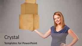  Presentation with cardboard or brown board paper - PPT theme featuring set of brown cardboard box background and a  colored foreground