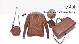  Presentation with brown leather - Presentation theme consisting of set-of-brown-leather-jacket background and a white colored foreground