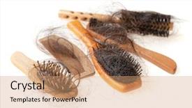  Presentation with hair brush - Presentation design consisting of set of brushes with lost background and a coral colored foreground