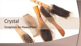  Presentation with hair brush - Beautiful PPT theme featuring set of brushes with lost backdrop and a coral colored foreground