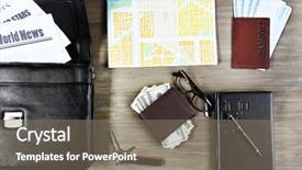  Presentation with wooden - Audience pleasing PPT theme consisting of set of business trip stuff backdrop and a gray colored foreground