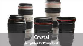  Presentation with illustration of a camera lens - Audience pleasing slides consisting of set of camera lenses isolated on white background backdrop and a dark gray colored foreground