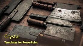  Presentation with carbon - PPT theme enhanced with set-of-carbon-steel-blade background and a tawny brown colored foreground