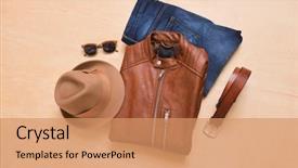  Presentation with clothing - PPT layouts featuring set of casual men's background and a coral colored foreground