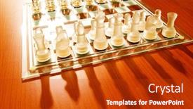  Presentation with chess board - PPT theme enhanced with set of chess figures on the board background and a crimson colored foreground