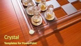  Presentation with chess board - Slide set consisting of set of chess figures on the board background and a crimson colored foreground