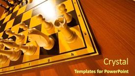  Presentation with chess board - Beautiful PPT theme featuring set of chess figures on the board backdrop and a tawny brown colored foreground