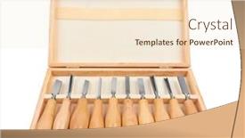  Presentation with box - Colorful PPT theme enhanced with set-of-chisels-in-box backdrop and a lemonade colored foreground