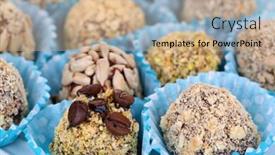  Presentation with chocolate - PPT layouts enhanced with set-of-chocolate-candies-close background and a coral colored foreground