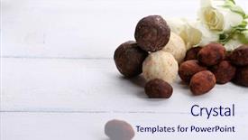  Presentation with light roses - Colorful PPT layouts enhanced with set of chocolate candies backdrop and a  colored foreground