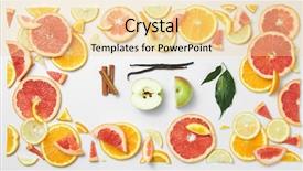  Presentation with citrus - Slide set consisting of set of citrus fruit with leaves on white background background and a blonde colored foreground